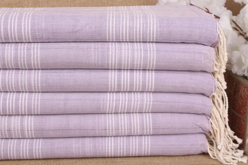Best Friend Gift Lilac Striped Cotton Towel, 40x71 Inches