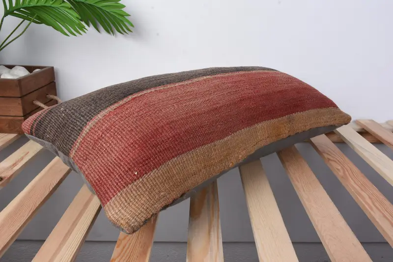 Rustic Pillow Cover, 12x24 Red Pillow Sham, Vintage Kilim Pillow, Cushion, Garden Cushion, Home Decor Pillow, Antique Pillows, Pet Cushion Case - 6