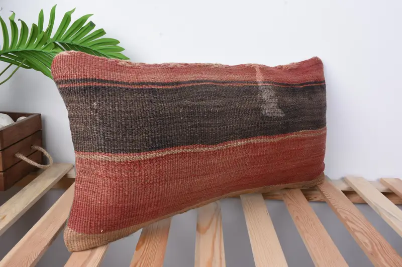 Rustic Pillow Cover, 12x24 Red Pillow Sham, Vintage Kilim Pillow, Cushion, Garden Cushion, Home Decor Pillow, Antique Pillows, Pet Cushion Case - 5