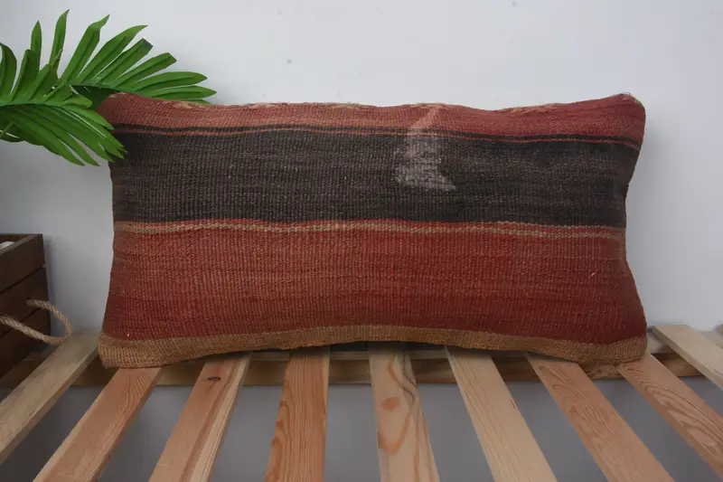Rustic Pillow Cover, 12x24 Red Pillow Sham, Vintage Kilim Pillow, Cushion, Garden Cushion, Home Decor Pillow, Antique Pillows, Pet Cushion Case - 1