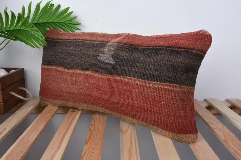 Rustic Pillow Cover, 12x24 Red Pillow Sham, Vintage Kilim Pillow, Cushion, Garden Cushion, Home Decor Pillow, Antique Pillows, Pet Cushion Case - 4