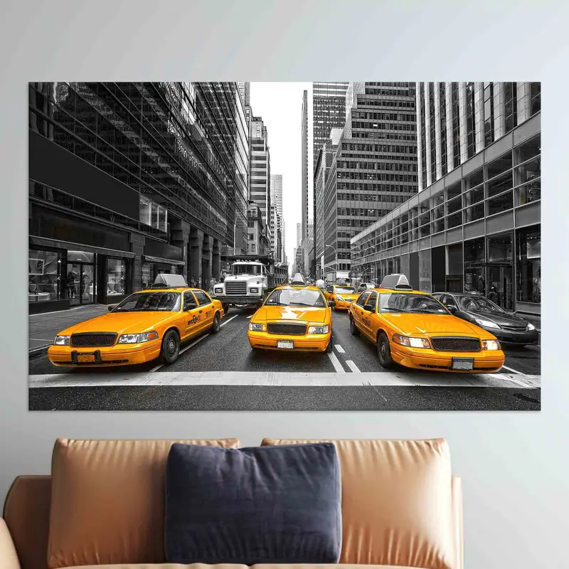 エレガントなイエローのオフィスプリント: ニューヨークキャンバスアート