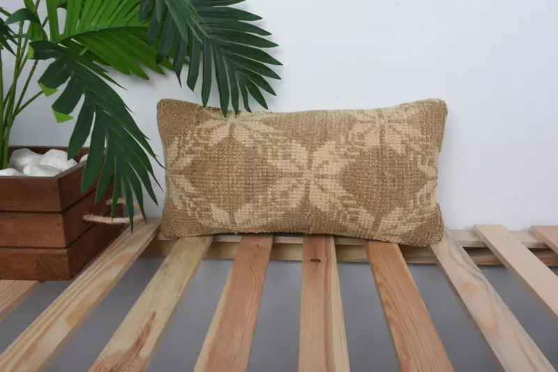 Home Decor Pillow, 8x16 Brown Cushion Cover, Handmade Kilim Cushion, Farmhouse Pillow Sham, Pillow for Couch, Pillow Case - 1