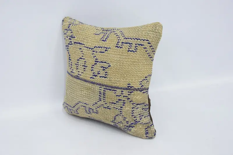 Pillow Case, Vintage Kilim Throw Pillow, Tapestry Cushion, 16x16 Beige Pillow Case, Ethnical Kilim Rug Pillow, Turkish Pillow - 4