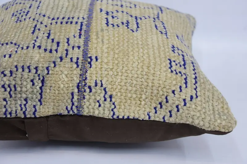 Pillow Case, Vintage Kilim Throw Pillow, Tapestry Cushion, 16x16 Beige Pillow Case, Ethnical Kilim Rug Pillow, Turkish Pillow - 5