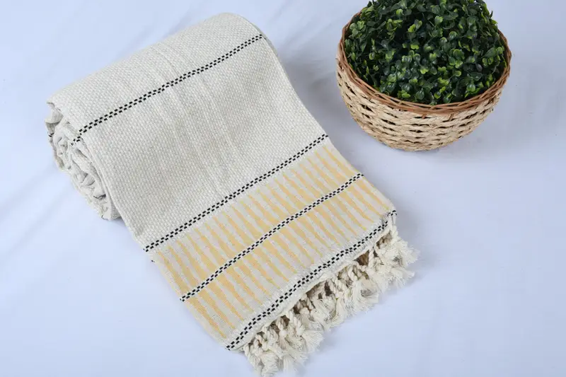 104x96 Cotton Striped Towel, Woven Throw Blanket, Oversized Beach Towel, Quenn Bedspread, Organic Beach Blanket, Throw Blanket Couch, Tablecloth - 4
