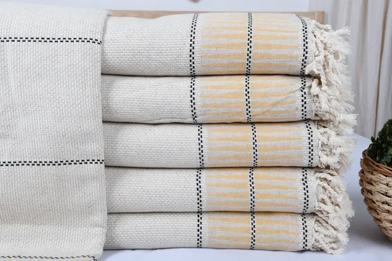 104x96 Cotton Striped Towel, Woven Throw Blanket, Oversized Beach Towel, Quenn Bedspread, Organic Beach Blanket, Throw Blanket Couch, Tablecloth - 1