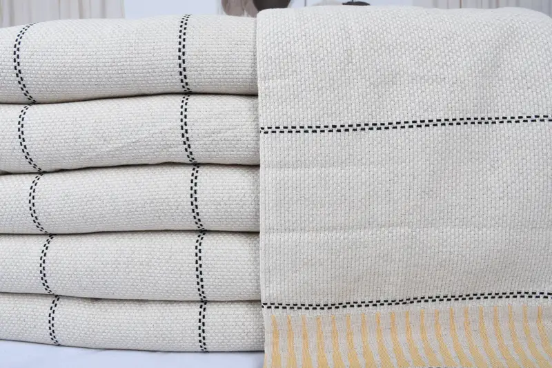 104x96 Cotton Striped Towel, Woven Throw Blanket, Oversized Beach Towel, Quenn Bedspread, Organic Beach Blanket, Throw Blanket Couch, Tablecloth - 3