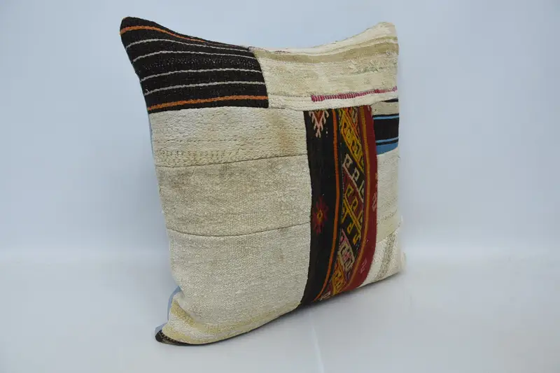 Boho Pillow, Gift Pillow, Handmade Pillow Cover, Vintage Pillow, Couch Cushion Case, 28x28 Beige Pillow Cover, Pillow Cover - 3