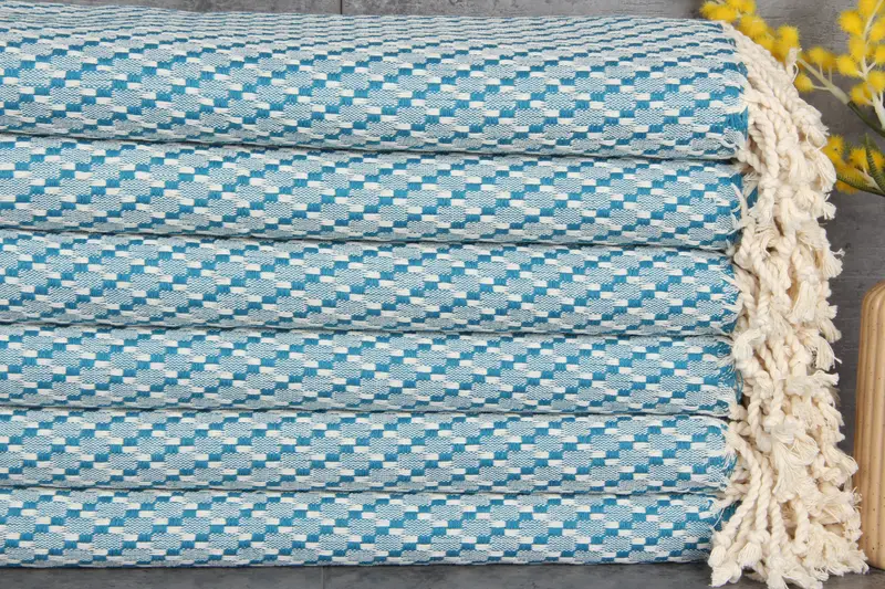 Turkish Towel Beach Petrol Blue Chevron 40x67 Inches