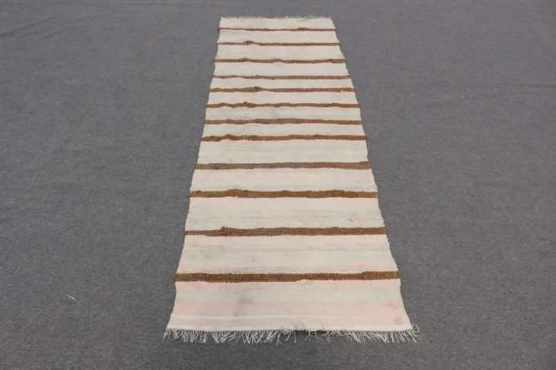 Alfombra Southwestern de 2,4x7,3 pies, acento beige y marrón