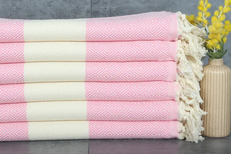 Pink Diamond Bath Towel Set, Organic Cotton, 40x71 Inches