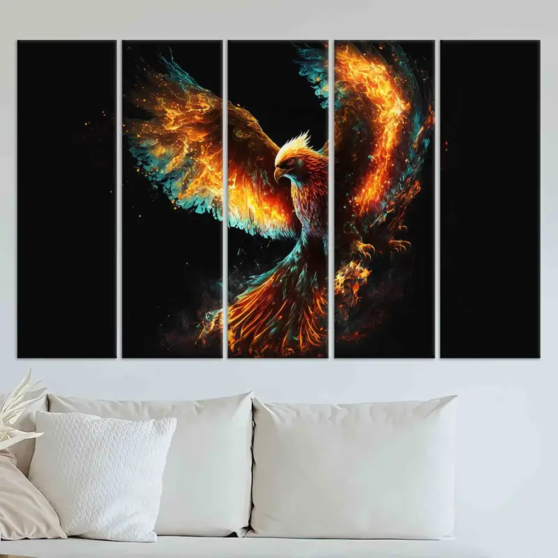 Canvas Art, Phoenix, Phoenix Bird Wall Art, Trendy Wall Art, Black Wall Art, Office Wall Decor, Huge Canvas, Loft Wall Art, Modern Wall Art, - 3