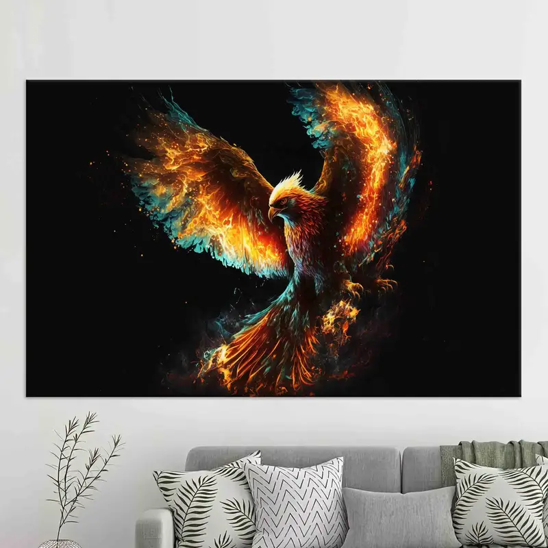 Canvas Art, Phoenix, Phoenix Bird Wall Art, Trendy Wall Art, Black Wall Art, Office Wall Decor, Huge Canvas, Loft Wall Art, Modern Wall Art, - 8