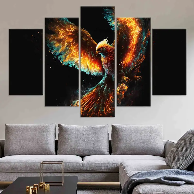 Canvas Art, Phoenix, Phoenix Bird Wall Art, Trendy Wall Art, Black Wall Art, Office Wall Decor, Huge Canvas, Loft Wall Art, Modern Wall Art, - 4