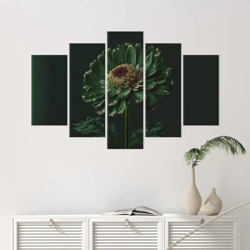 Saisy Flower Art, Green Flower Canvas, Modern Art Decor, Luxury Wall Art, Modern Floral Art, Canvas Art,  Wall Art Decor, Home Art Decor - 6