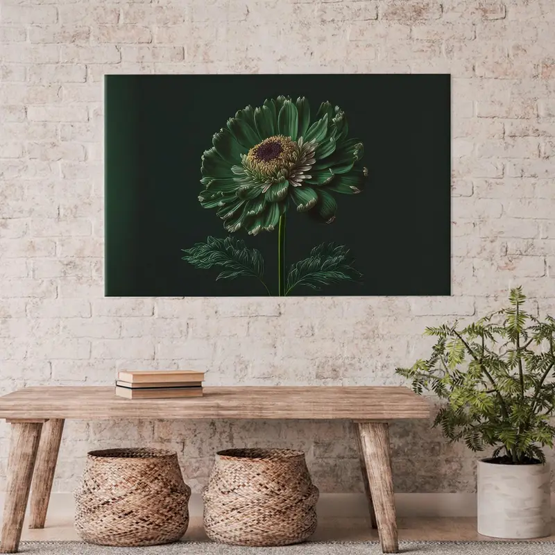 Saisy Flower Art, Green Flower Canvas, Modern Art Decor, Luxury Wall Art, Modern Floral Art, Canvas Art,  Wall Art Decor, Home Art Decor - 1