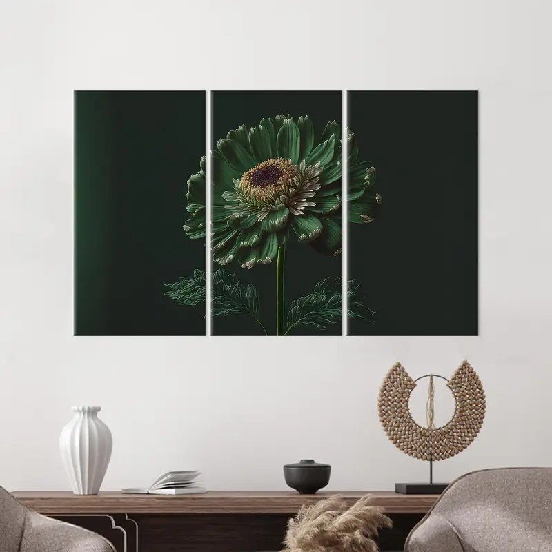 Saisy Flower Art, Green Flower Canvas, Modern Art Decor, Luxury Wall Art, Modern Floral Art, Canvas Art,  Wall Art Decor, Home Art Decor - 8