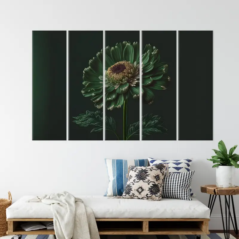 Saisy Flower Art, Green Flower Canvas, Modern Art Decor, Luxury Wall Art, Modern Floral Art, Canvas Art,  Wall Art Decor, Home Art Decor - 10