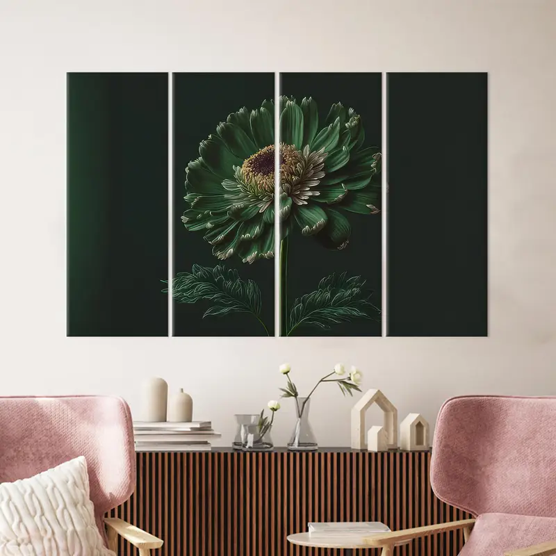 Saisy Flower Art, Green Flower Canvas, Modern Art Decor, Luxury Wall Art, Modern Floral Art, Canvas Art,  Wall Art Decor, Home Art Decor - 9