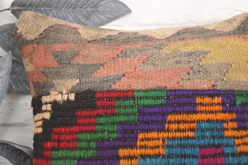 Handmade Kilim Cushion, 16x16 Rainbow Cushion Case, Vintage Cushion Cover, Pillow for Sofa, Home Decor Pillow, Pillow, Pet Pillow Case - 2