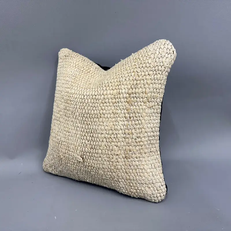 Kilim Pillow, Cushion, 12x12 Beige Pillow Sham, Nomadic Pillow Cover, Sofa Bolster Pillow Case, Boho Pillow, Interior Designer Pillow - 3