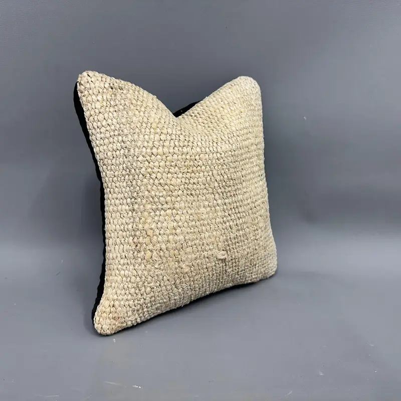 Kilim Pillow, Cushion, 12x12 Beige Pillow Sham, Nomadic Pillow Cover, Sofa Bolster Pillow Case, Boho Pillow, Interior Designer Pillow - 2