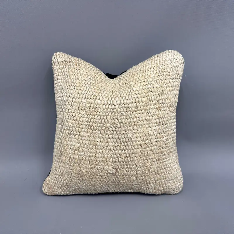 Kilim Pillow, Cushion, 12x12 Beige Pillow Sham, Nomadic Pillow Cover, Sofa Bolster Pillow Case, Boho Pillow, Interior Designer Pillow - 1