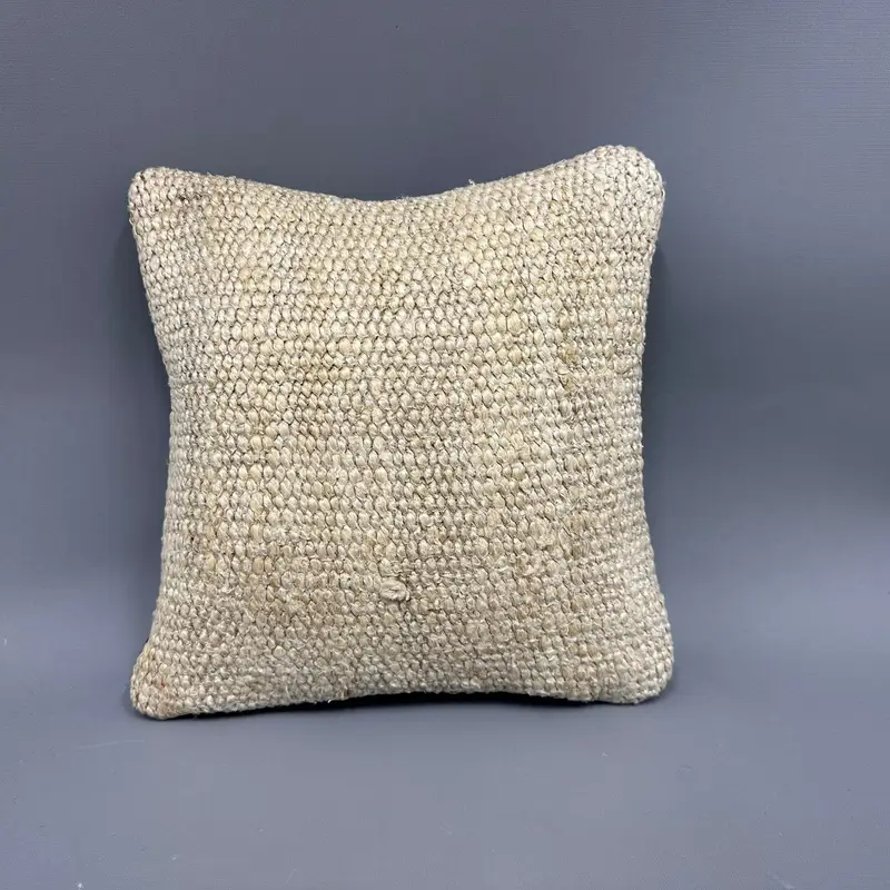 Kilim Pillow, Cushion, 12x12 Beige Pillow Sham, Nomadic Pillow Cover, Sofa Bolster Pillow Case, Boho Pillow, Interior Designer Pillow - 4