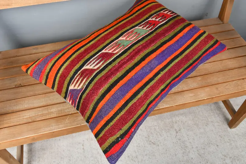 Pillow Sham, Boho Pillow, Vintage Pillow, 20x28 Red Cushion, Tapestry Pillow Case, Throw Kilim Pillow, Custom Cushion, Kilim Rug Cushion Case - 2