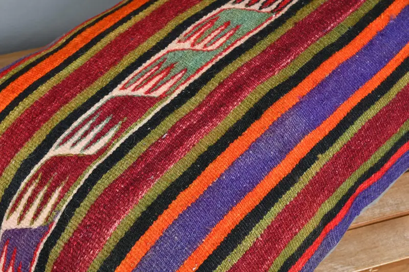Pillow Sham, Boho Pillow, Vintage Pillow, 20x28 Red Cushion, Tapestry Pillow Case, Throw Kilim Pillow, Custom Cushion, Kilim Rug Cushion Case - 3