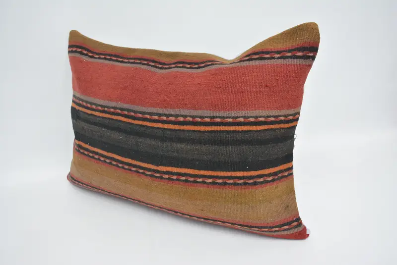 Meditation Pillow Sham, Turkish Kilim Pillow, 20x28 Red Cushion Cover, Seat Pillow Cover, Ethnical Kilim Rug Pillow, Kilim Cushion Sham, Pillow Case - 4