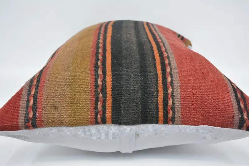 Meditation Pillow Sham, Turkish Kilim Pillow, 20x28 Red Cushion Cover, Seat Pillow Cover, Ethnical Kilim Rug Pillow, Kilim Cushion Sham, Pillow Case - 5