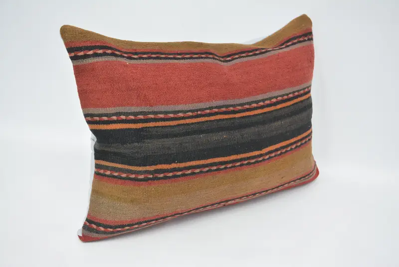 Meditation Pillow Sham, Turkish Kilim Pillow, 20x28 Red Cushion Cover, Seat Pillow Cover, Ethnical Kilim Rug Pillow, Kilim Cushion Sham, Pillow Case - 3