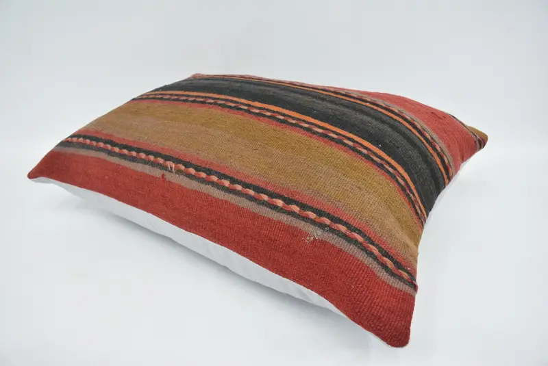 Meditation Pillow Sham, Turkish Kilim Pillow, 20x28 Red Cushion Cover, Seat Pillow Cover, Ethnical Kilim Rug Pillow, Kilim Cushion Sham, Pillow Case - 6