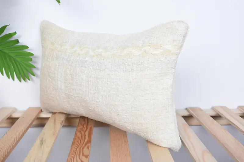 Toss Pillow Sham, Boho Pillow, Cushion, 12x20 Beige Cushion, Vintage Pillow, Gift Pillow, Sofa Pillow Sham, Boho Throw Pillow Sham - 5
