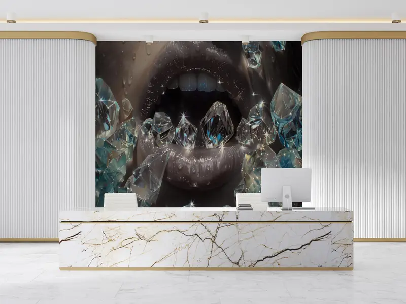 Elegante, abstrakte bedruckte Tapete mit Diamant-Mund-Design