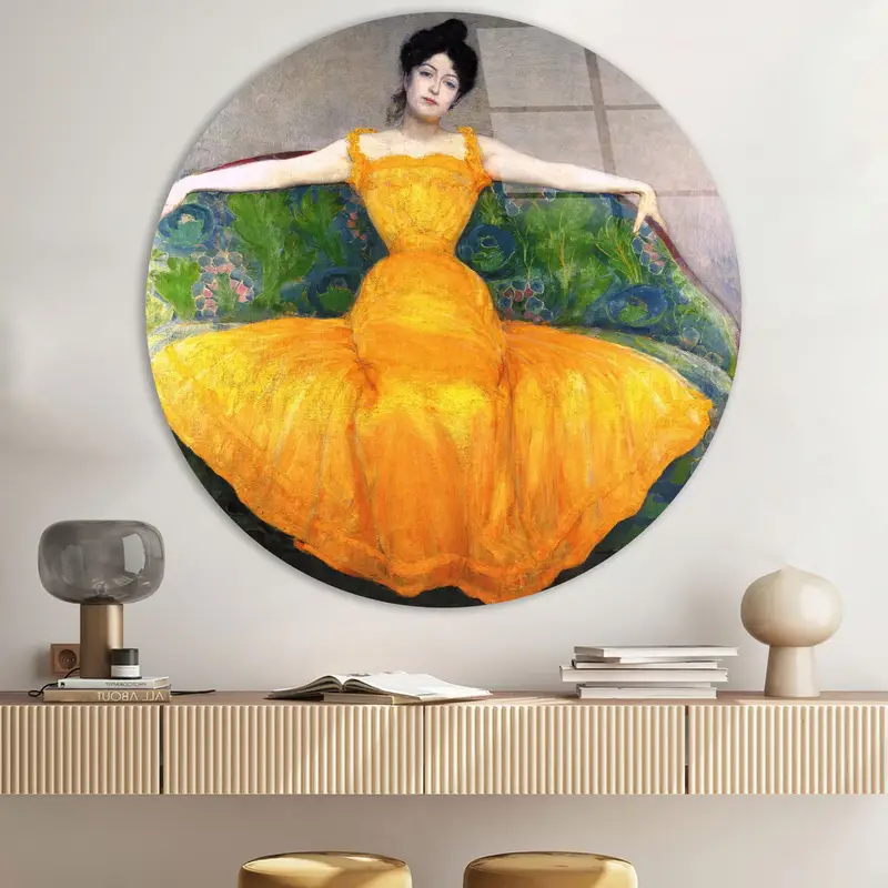 Trendy Abstract Woman Orange Canvas Print for Girl Room