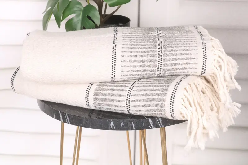 First Wedding Anniversary Gift, 70x40 Linen Striped Towel, Personalized Gift For Her, Housewarming Gift, Best Beach Towel, Luxury towel - 3