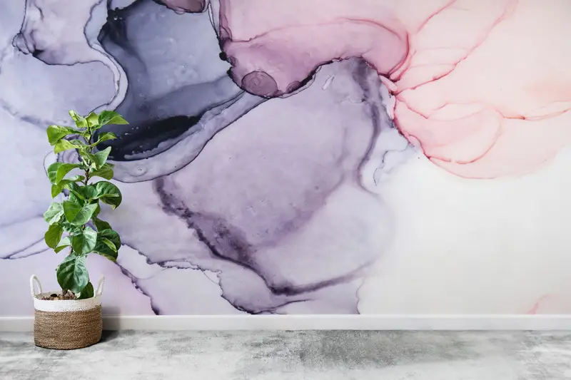 Modern İç Mekanlar İçin Zarif Baskılı Lüks Mermer Duvar Kağıdı