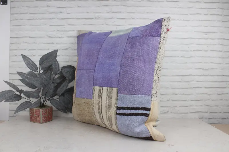 32x32 Purple Cushion, Gift Pillow, Interior Designer Pillow, Turkish Kilim Pillow, Couch Pillow Sham, Decorative Bolster Pillow Case, Pillow Case - 4