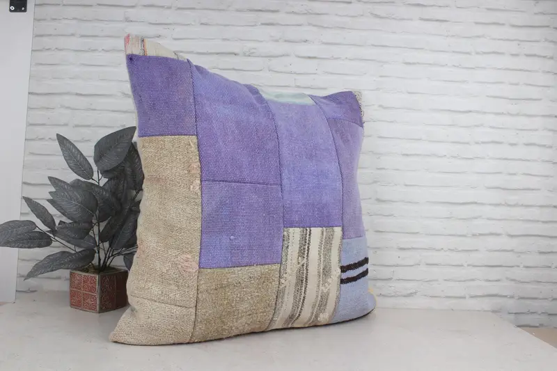 32x32 Purple Cushion, Gift Pillow, Interior Designer Pillow, Turkish Kilim Pillow, Couch Pillow Sham, Decorative Bolster Pillow Case, Pillow Case - 3