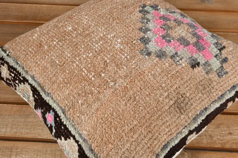 12x12 Brown Cushion Cover, Bolster Throw Cushion, Cushion Cover, Vintage Kilim Throw Pillow, Antique Pillows, Kilim Cushion Sham - 4