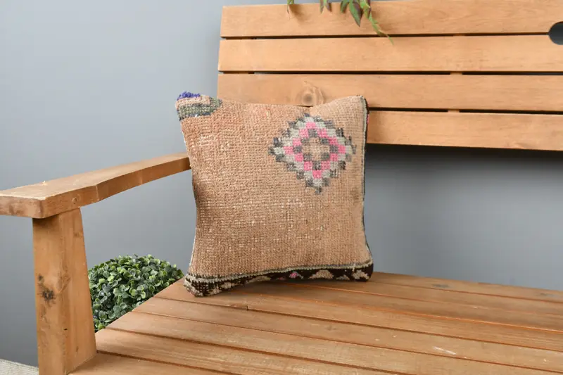 12x12 Brown Cushion Cover, Bolster Throw Cushion, Cushion Cover, Vintage Kilim Throw Pillow, Antique Pillows, Kilim Cushion Sham - 1