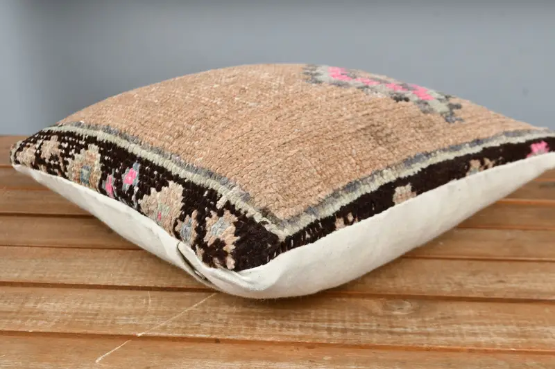 12x12 Brown Cushion Cover, Bolster Throw Cushion, Cushion Cover, Vintage Kilim Throw Pillow, Antique Pillows, Kilim Cushion Sham - 3