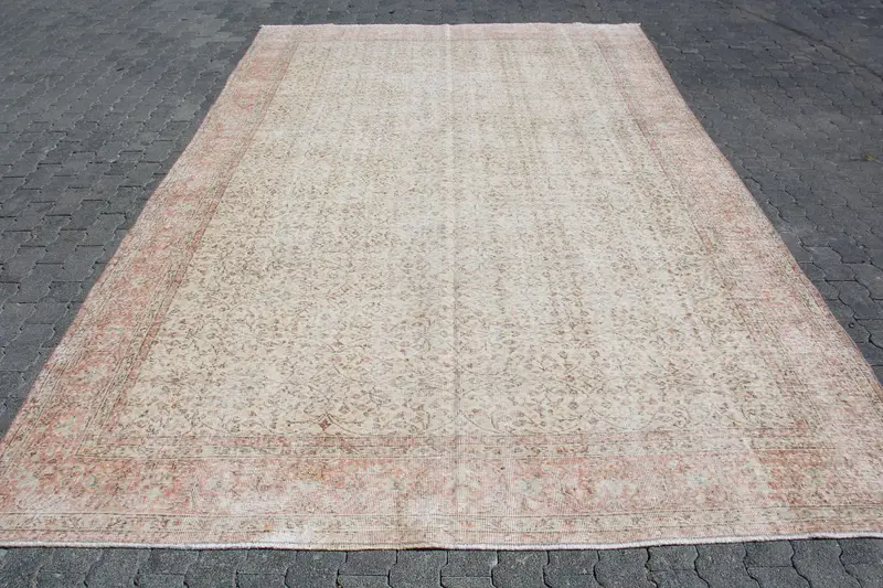 Vintage Teppich, Übergröße 7,8x12,2 ft Teppich, Oushak Weißer Ombré Teppich - 1