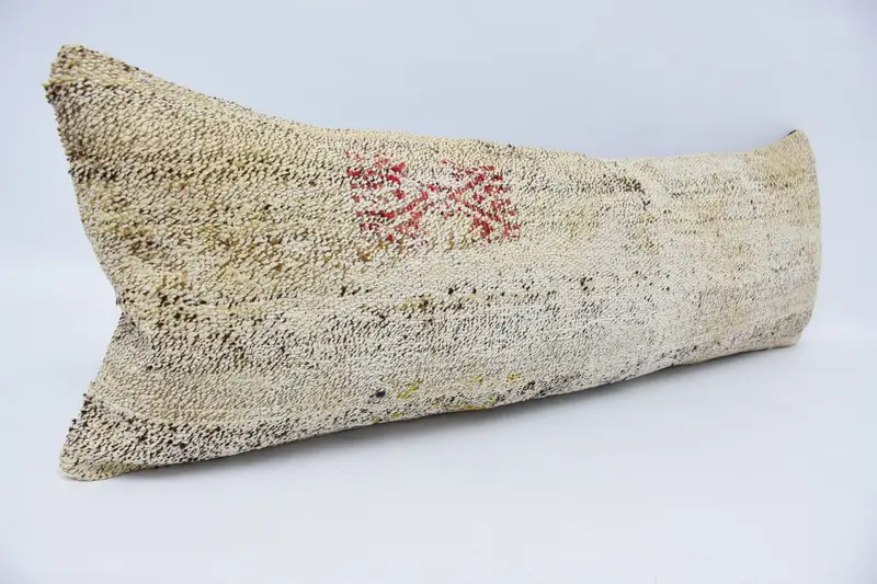 Cushion Case, 12x36 Beige Pillow, Vintage Kilim Throw Pillow, Knitted Pillow, Armchair Cushion Cover, Antique Pillows, Vintage Kilim Pillow - 3