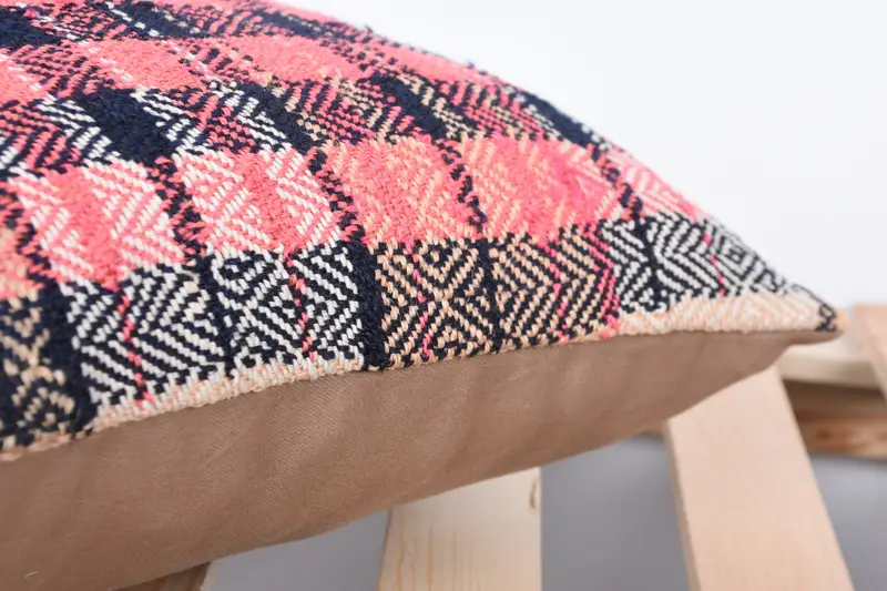 Pillow for Sofa, Handmade Kilim Cushion, Sofa Bolster Cushion Cover, Pillow Case, Sustainable Cushion, 14x14 Pink Cushion Case, Vintage Pillow - 7