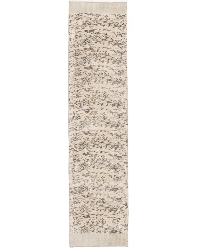 エレガントなベージュのイカットラグ、1.9x7.9フィートのシックな装飾