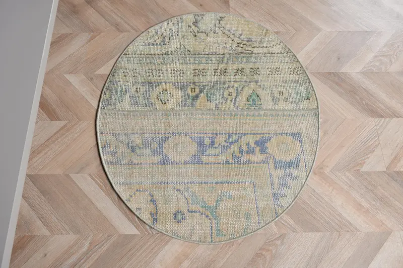 Alfombra de rayas verdes y azules, decoración elegante de 2,5x2,9 pies